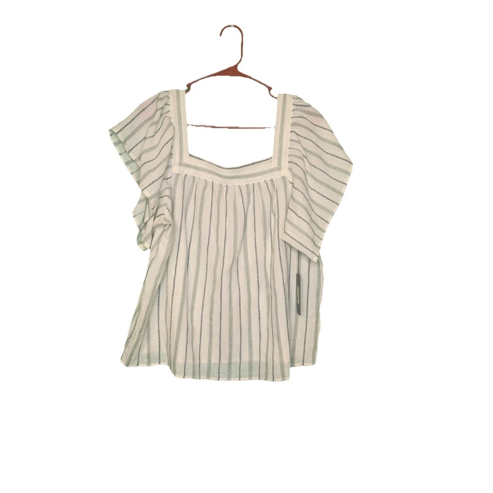 Vince Camuto Women's Large Tropic Heat Cotton Blouse Green Canopy NWT! MSRP $79